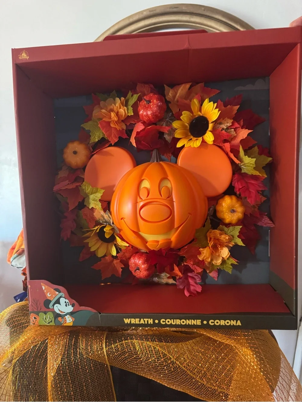 Disney Parks Halloween Mickey Mouse Pumpkin Wreath Light NIB NEW sold it on EBay